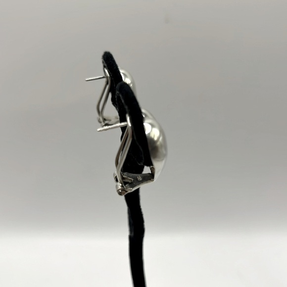 Puffy Heart Sterling Silver Earrings large Vintage Earrings Love Romance - Picture 9 of 11